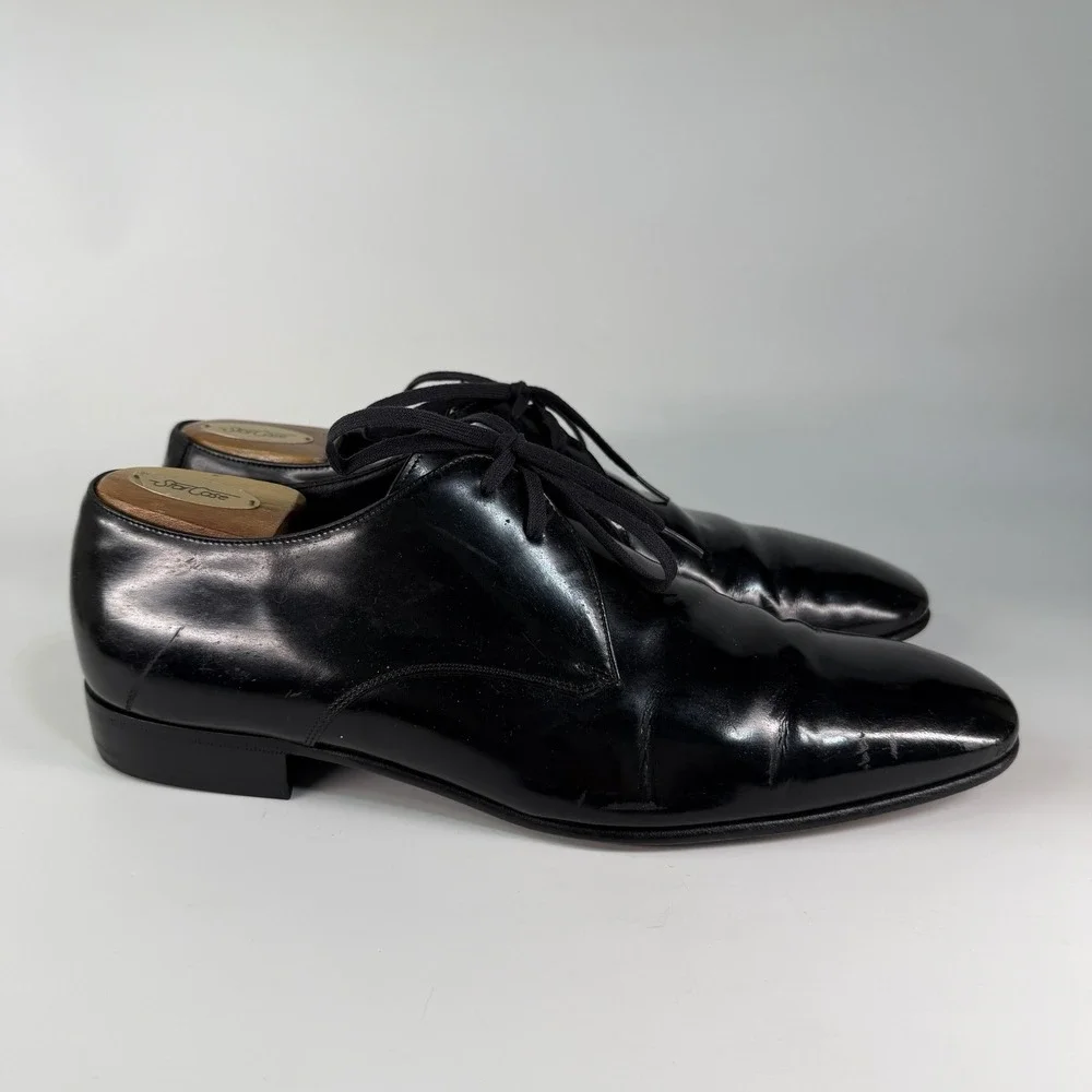 Ferragamo Tuxedo Shoes Mens 9 EE Patent Leather Oxford Formal Dress Lace Opera